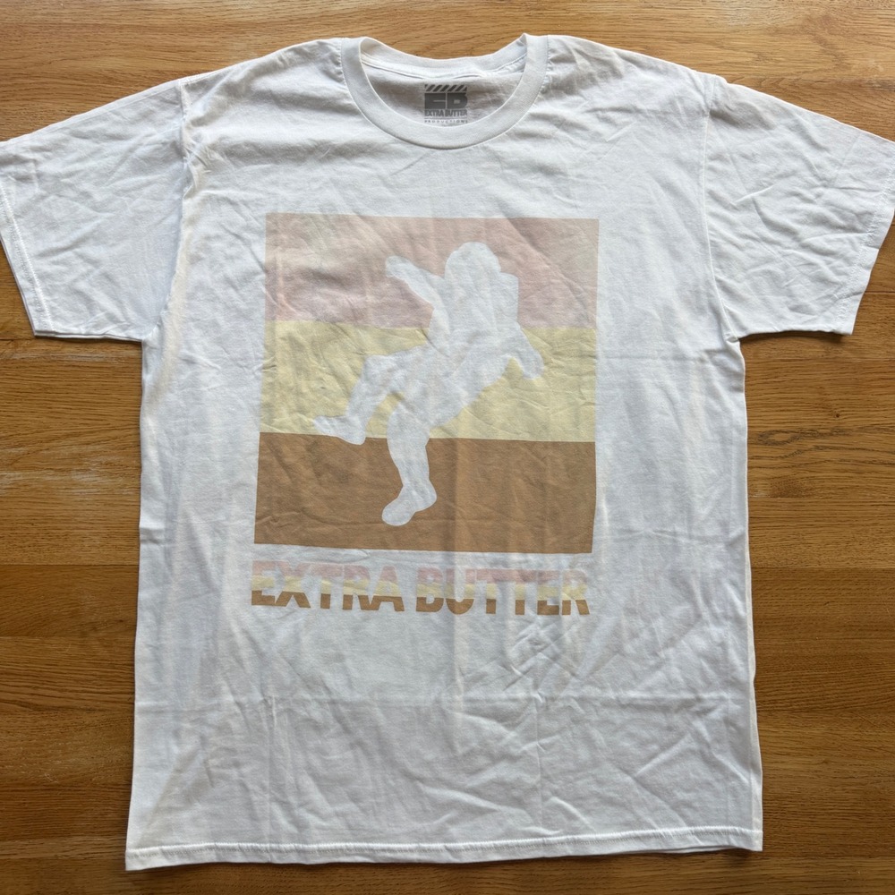 Extra Butter Productions Astronaut Graphic Tee White Short Sleeve Shirt Mens L